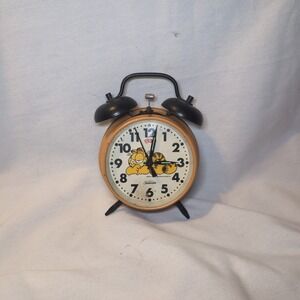 Vintage Sunbeam Garfield Wind Up Orange Clock Alarm Not Working